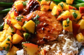 Teriyaki Chicken with Ginger Peaches and Sesame Drench Recipe
